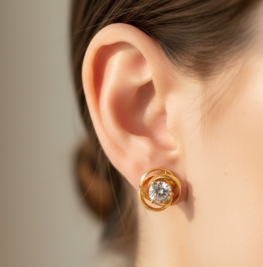 Gold Plated Back Screw Solitaire