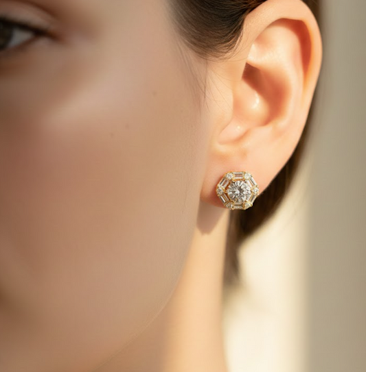 Diamond Gold Plated Back Screw Solitaire