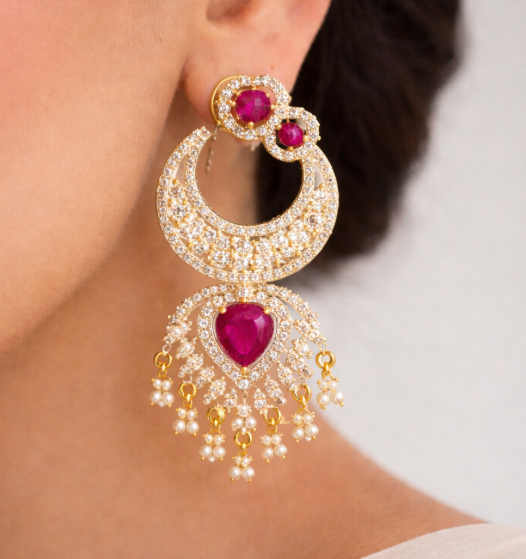 Pink Stone with A.D Earring