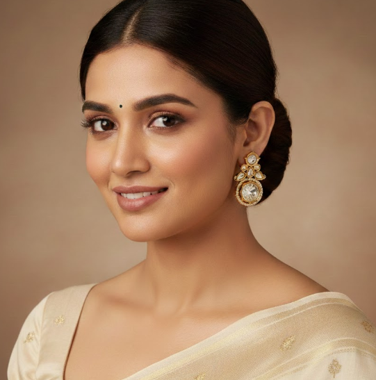 Gold Plated Moissanite Studded Earring