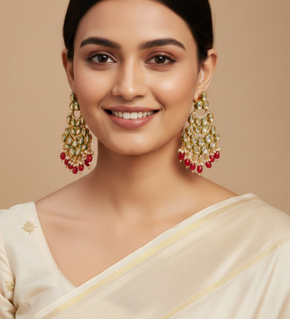 Ruby Gold Plated Earring