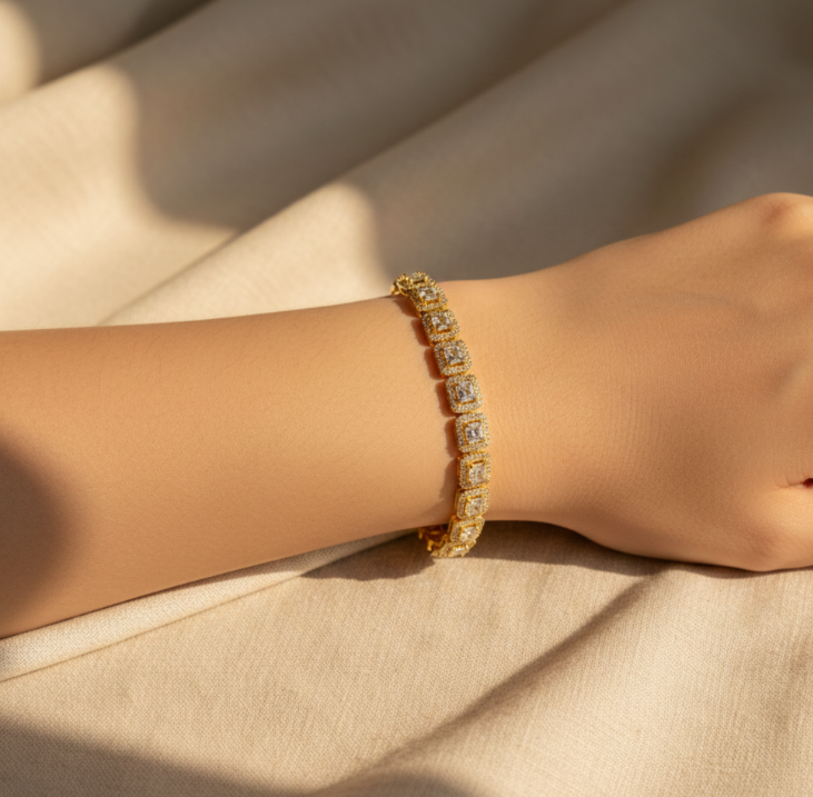 Square A.D Gold Plated Bracelet