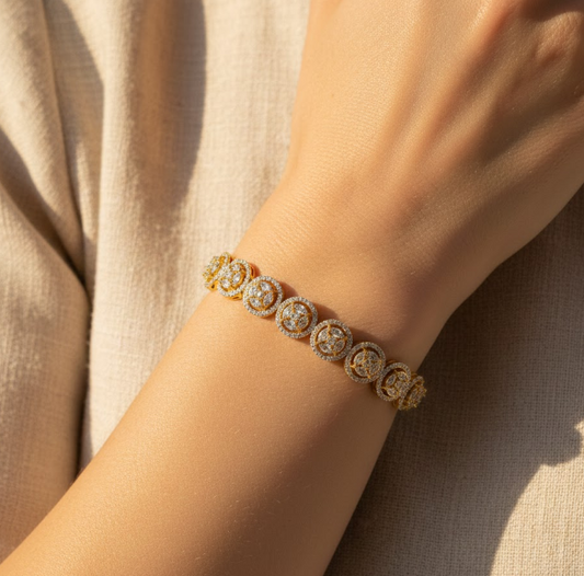 Round A.D Gold Plated Latest Bracelet