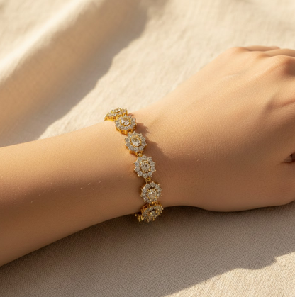 Floral Gold Plated A.D Bracelet