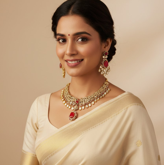 Ruby Moissanite Antique Necklace Set