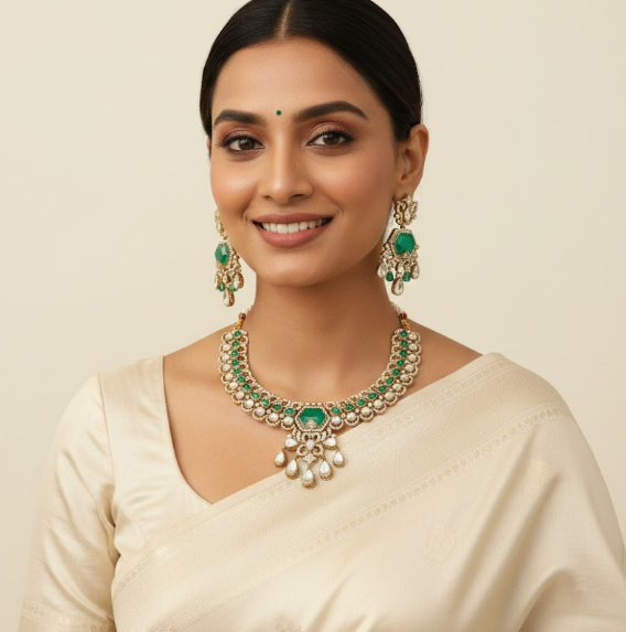 Green Moissanite Necklace Set