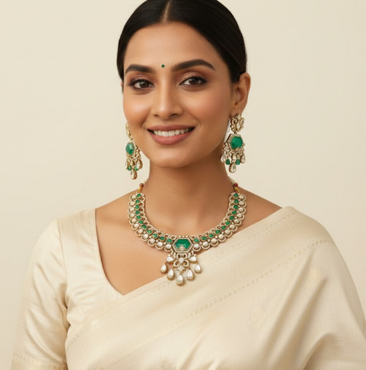 Green Moissanite Necklace Set