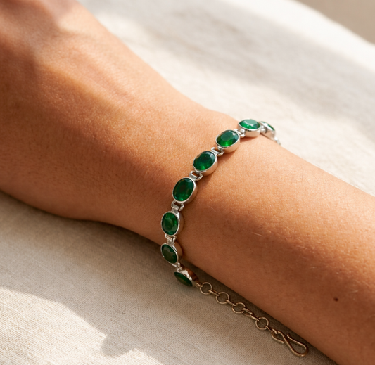 Pure Silver Green Bracelet Rakhi