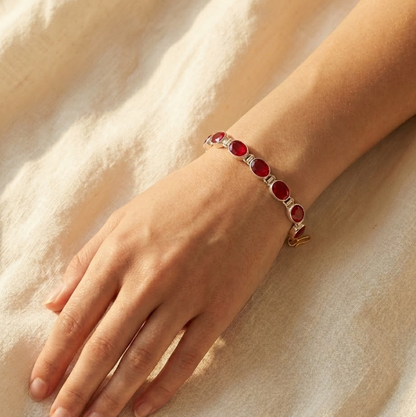 Pure Silver Ruby Bracelet Rakhi