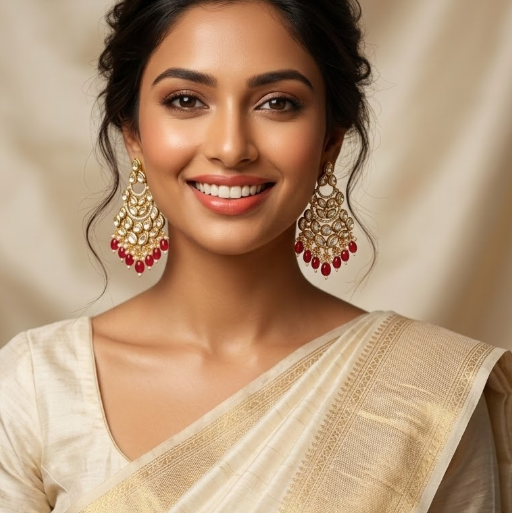 Ruby Gold Plated Kundan Earring