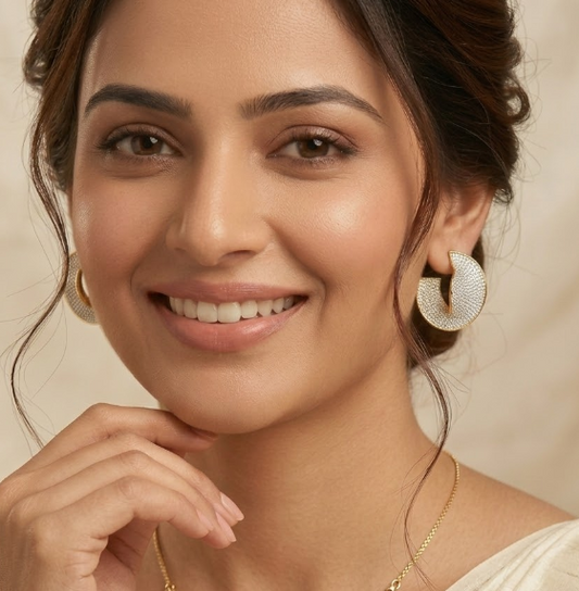 Gold-Plated Western Hoop Stud Earring