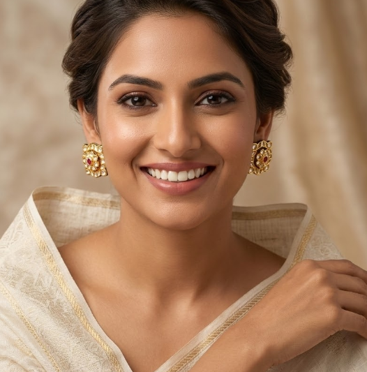 Ruby Gold Plated Kundan Stud