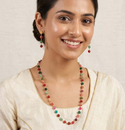 Multi Stone Single Line Necklace