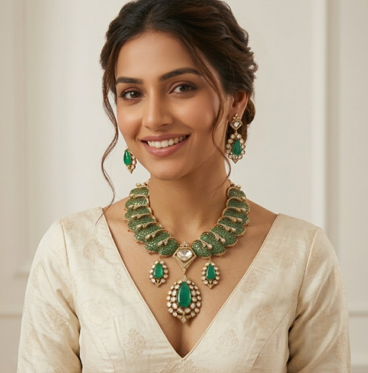 Emerald Moissanite Necklace Set