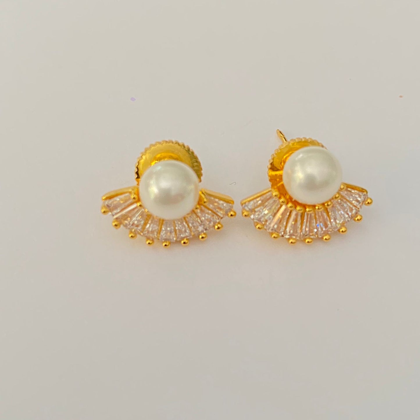 Diamond Pearl With Gold Plated Stud For Women