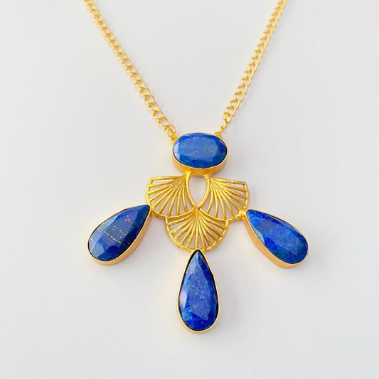 SAPPHIRE GOLD PLATED PENDENT WITH CHAIN FOR WESTERN