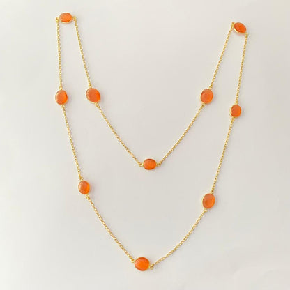 ORANGE SAPPHIRE CANDY CHAIN WITH EARRING FOR WESTERN