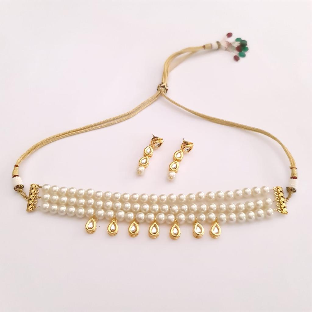 Traditional Pearl Kundan Drop Light Weight Choker Necklace – OSR