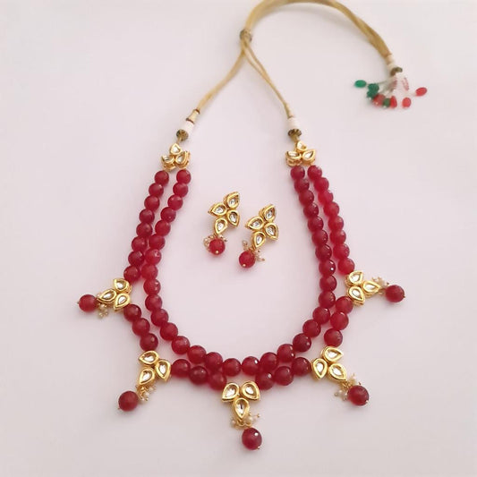 Ruby Red With Kundan Hand Made Necklace