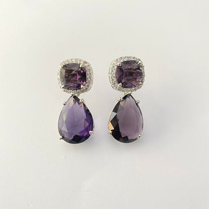 Small Amethyst Ad Stone Silver Plated Earring