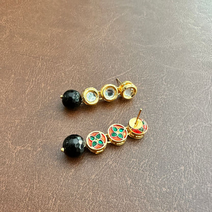 THREE KUNDAN EARRING