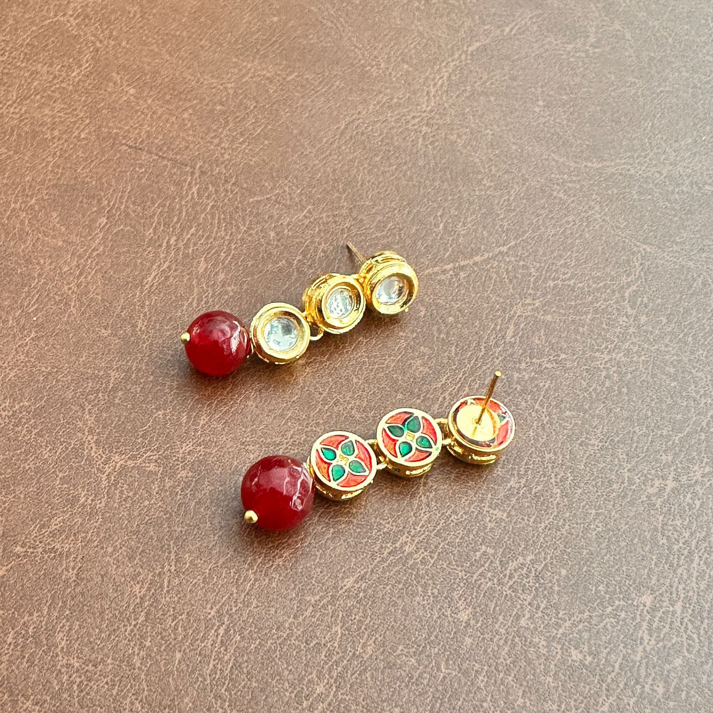 THREE STONE KUNDAN EARRING