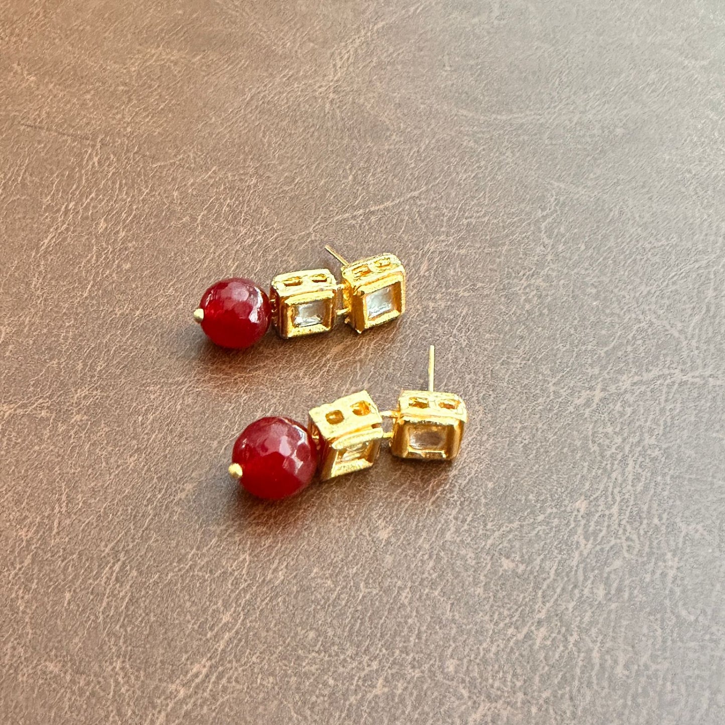 PEARL DOUBLE STONE EARRING