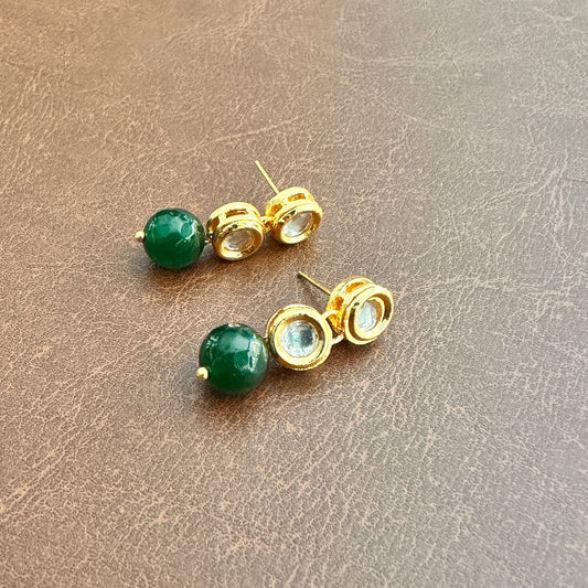 PEARL DOUBLE STONE EARRING