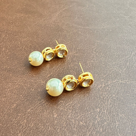 DOUBLE PEARL STONE EARRING