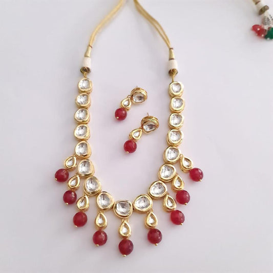 Ruby Polki Kundan Drop Necklace