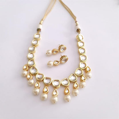Polki Kundan With Pearl's Drop Necklace In Latest Design