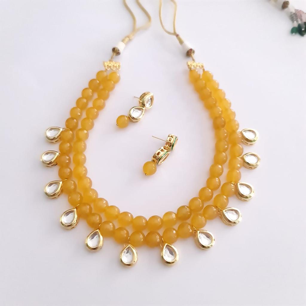Yellow Polki Kundan Necklace