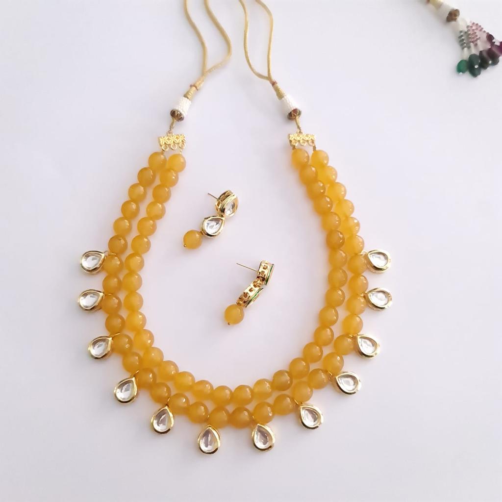 Yellow Polki Kundan Necklace