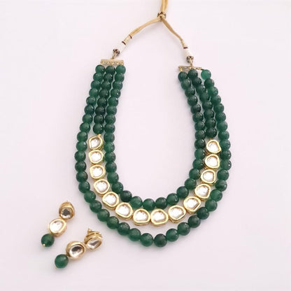Emerald Stone Polki Long Party Wear Necklace