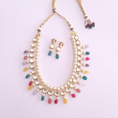 Multicolor Kundan And Pearl String Necklace