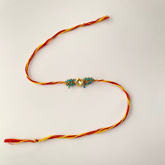 POLKI GOLD PLATED WITH KALAWA  RAKHI