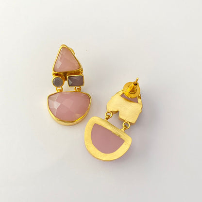 PINK CORAL GOLD PLATED EARRING FOR WESTERN