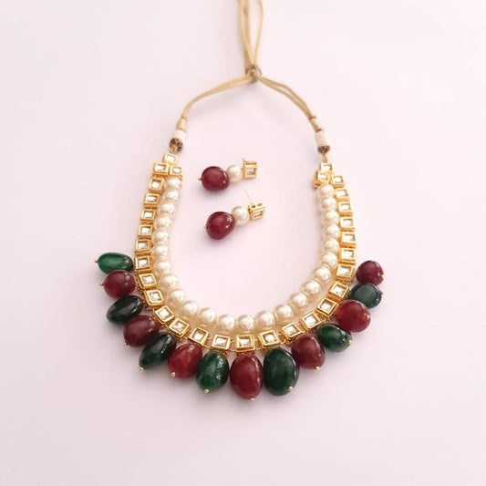 KUNDAN PEARL NECKLACE WITH EARRING