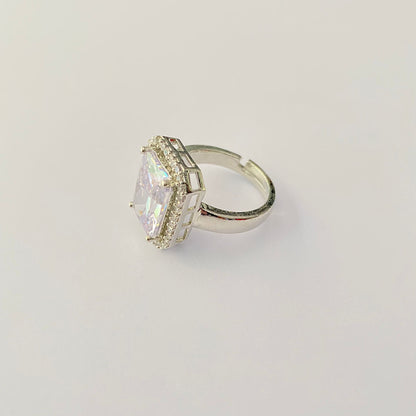 SILVER PLATED AD DIAMOND RING