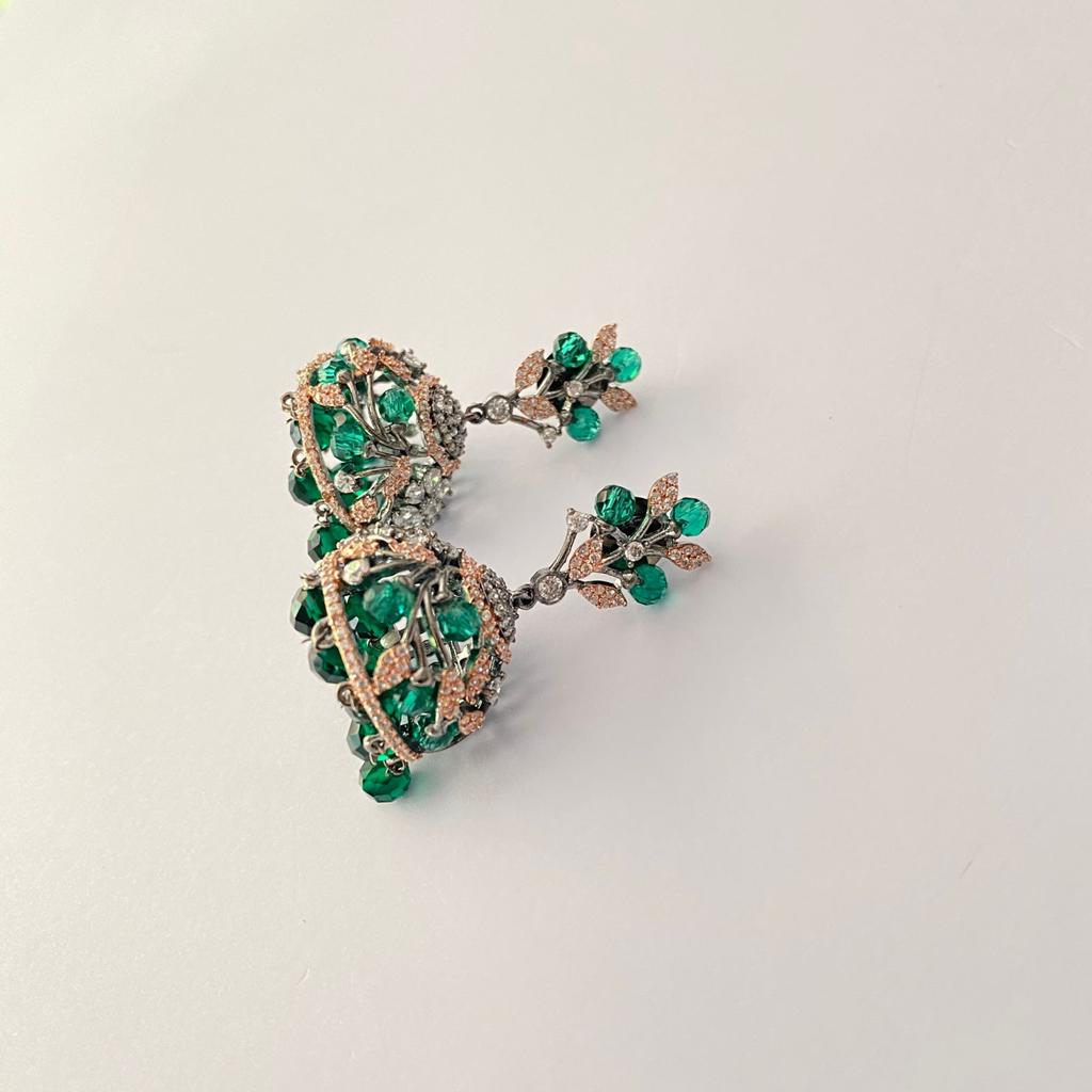 EMERALD WITH ROSE GOLD JHUMKA