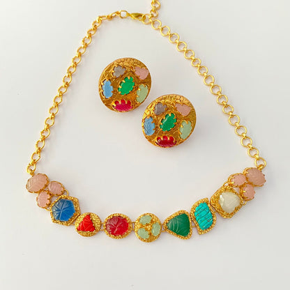 Multi Colour Gold Plated Necklace