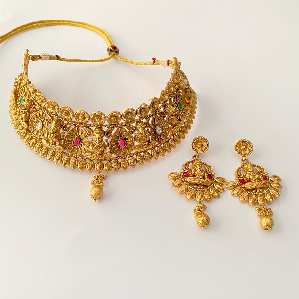 GODDESS TEMPLE NECKLACE WITH GOLD PLATED