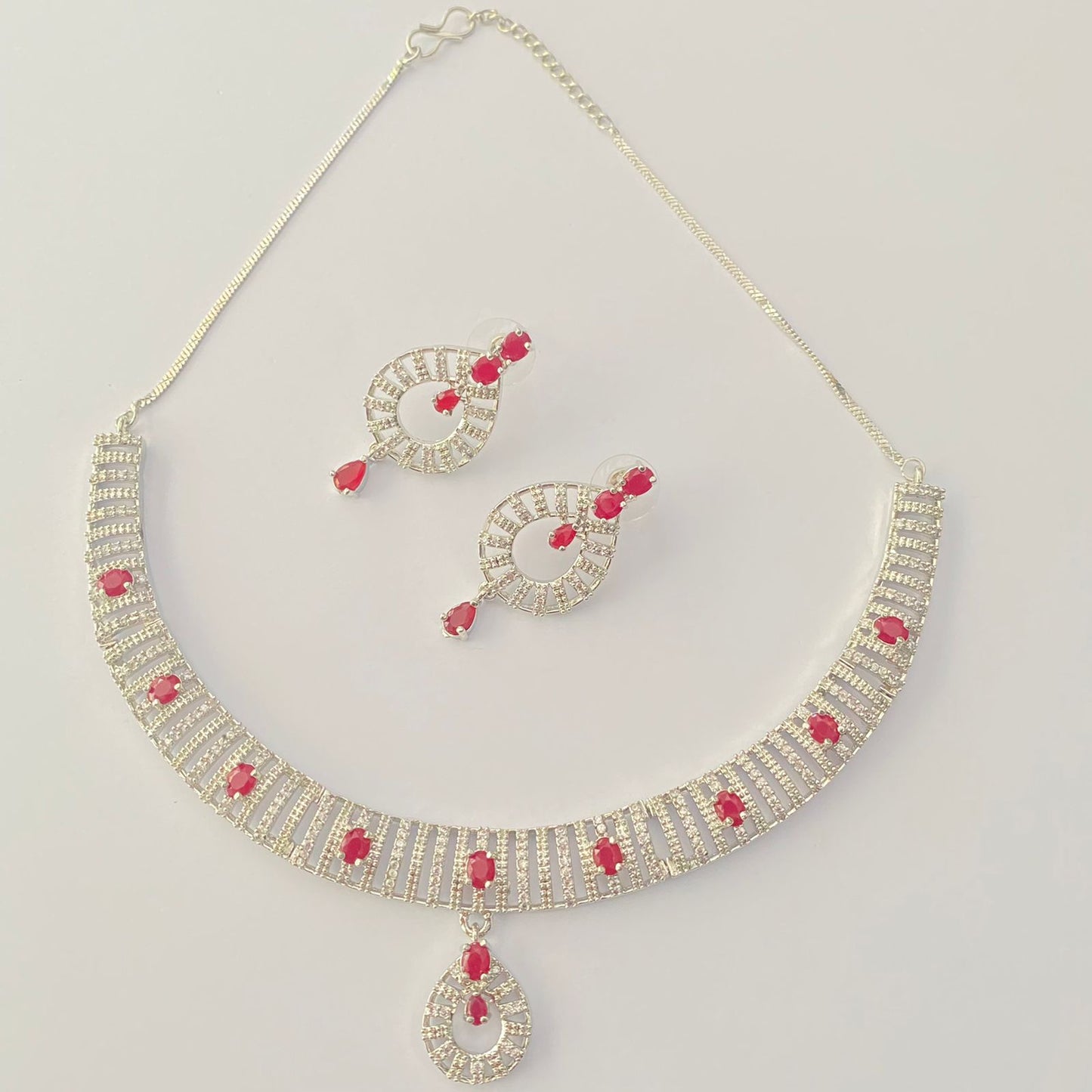 RUBY DIAMOND NECKLACE WITH EARRINNG
