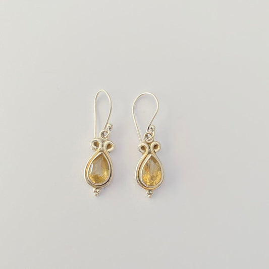 Yellow Pure Silver Hanging Earring