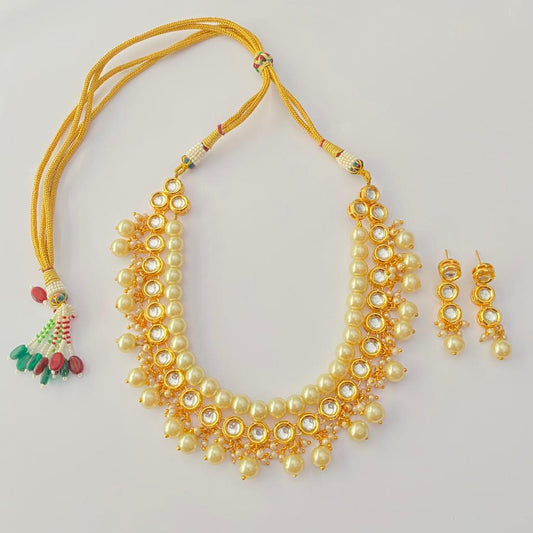 Kundan Off White Pearl Necklace set Hand Made Latest Design