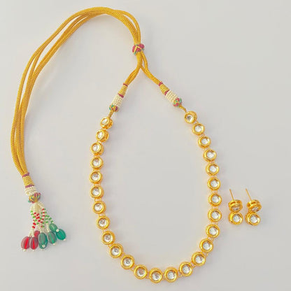 Kundan Gold Plated Round Necklace set For Women