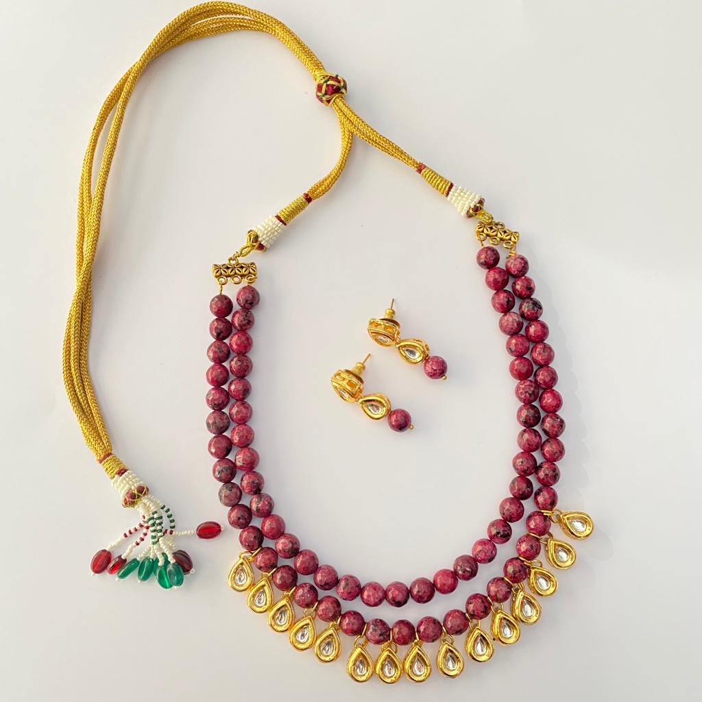 Bixbite Kundan Double String Necklace Set For Women Hand Made Design