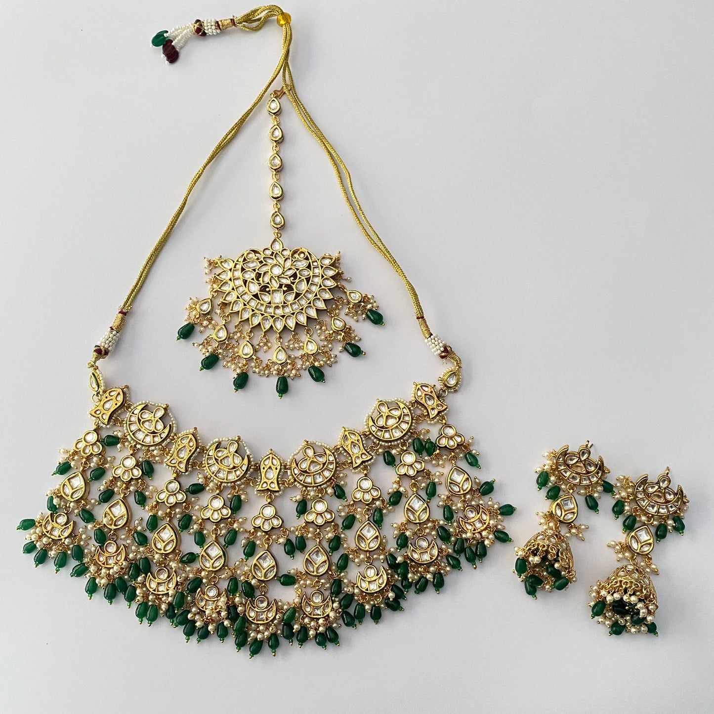 Kundan Polki With Emerald Meenakari Bridal Set