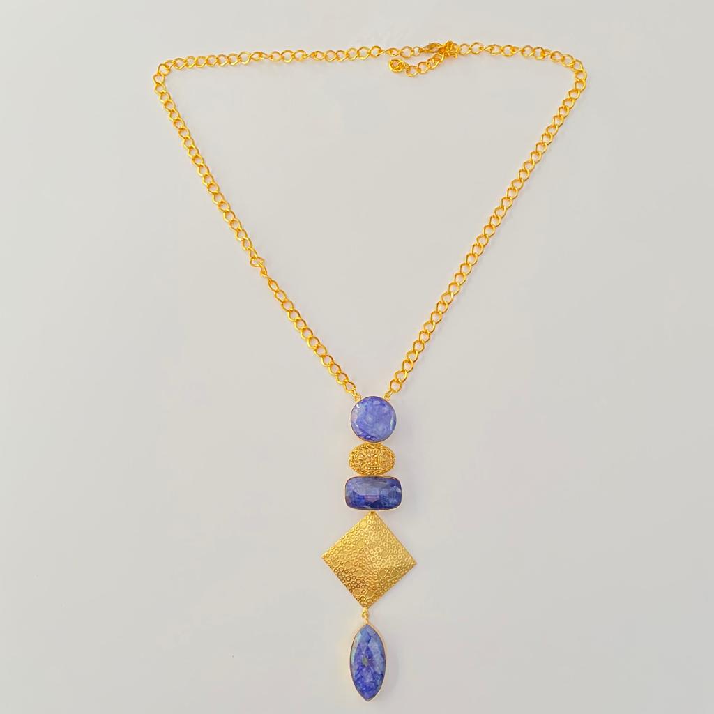 Gold Plated Blue Western Necklace