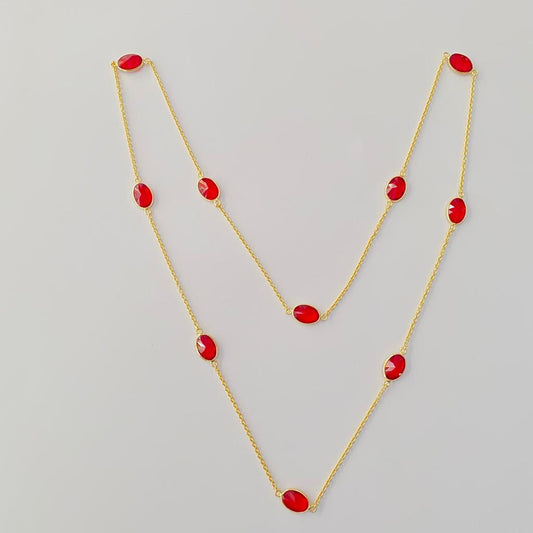 Western Gold Plated Chain With Ruby Necklace